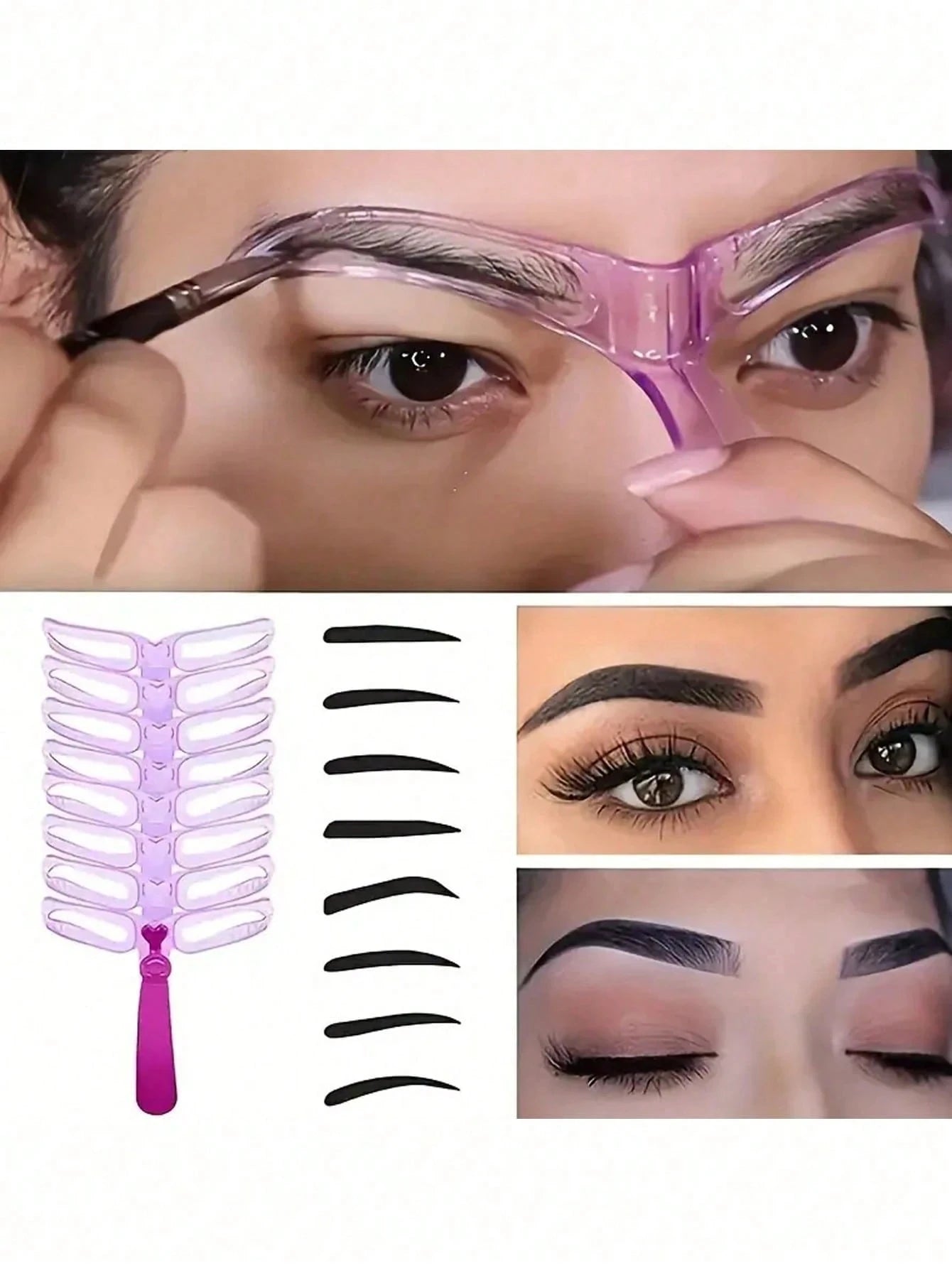 Kit de 8 plantillas reutilizables para cejas: plantillas para dar forma a las cejas en 8 estilos diferentes.